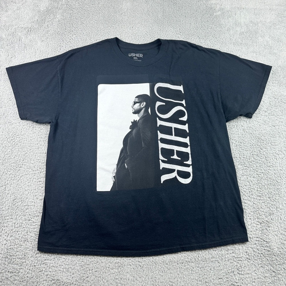Usher Past Present Future 2024 Tour T-Shirt Adult XXL Black Graphic Concert Tee